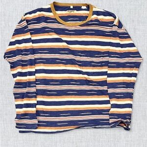 Levi's Levi Made & Crafted cotton woven striped long sleeve blue orange